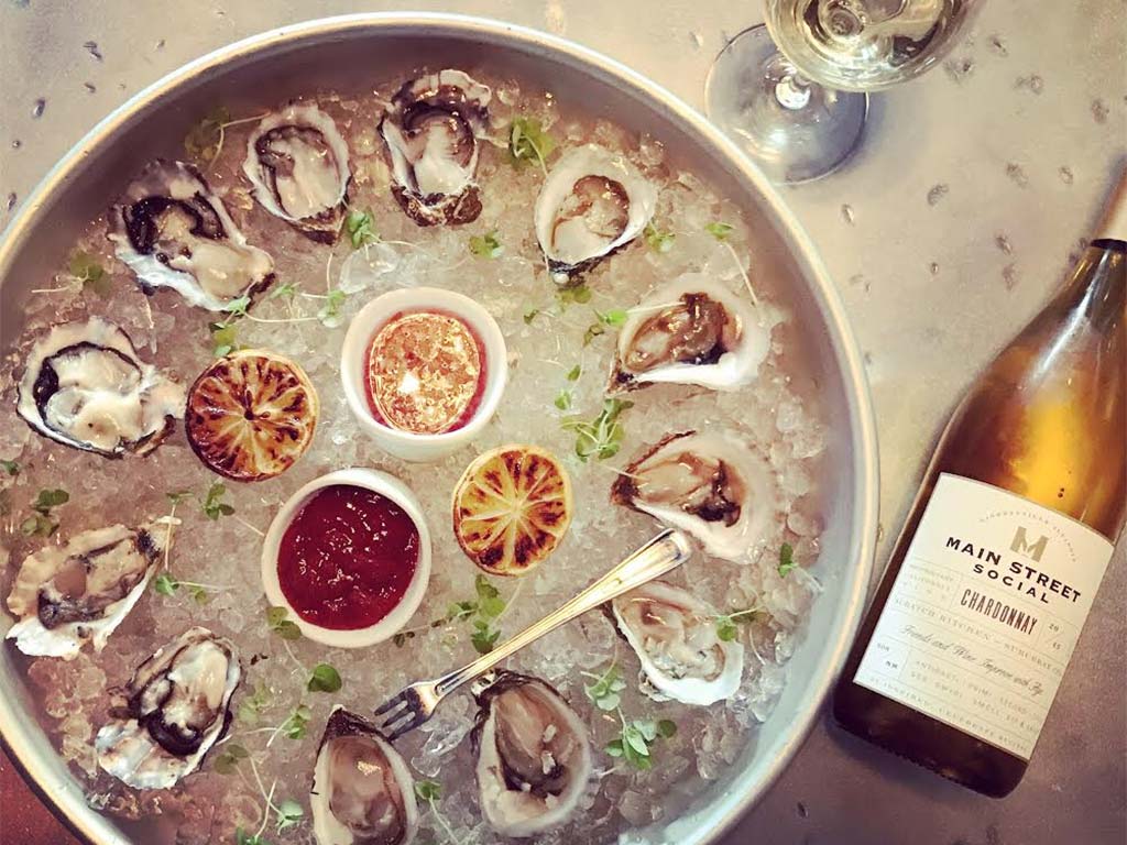 Oysters at Libertyville wine bar and restaurant Main Street Social